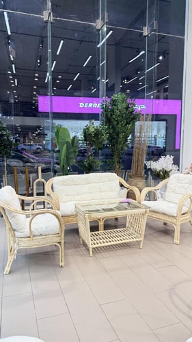 طقم جلسه خارجيه اثاث خيزران لــ4 أشخاص