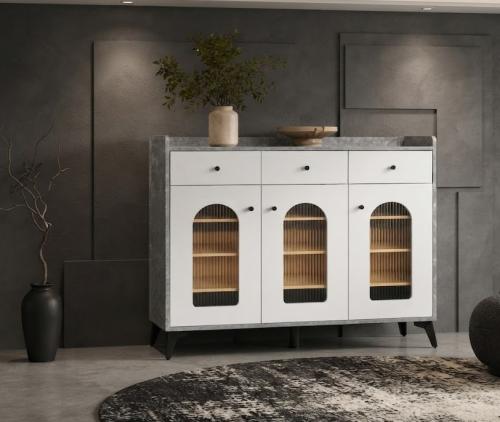 جزامة خشب MDF وزجاج رمادي 100 × 35 × 95 سم