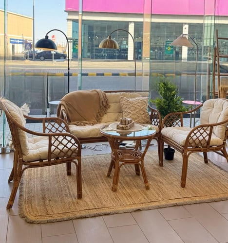 طقم قبرص خيزران طبيعي لــ 4 أشخاص