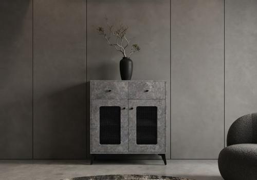 احدث جزامه مودرن بخامة خشب MDF ومعدن رمادي 80 × 35...