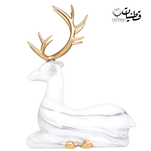 تحفة غزال ابيض رخامي جالس
