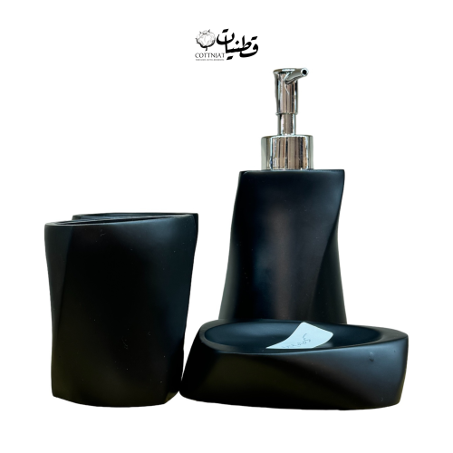 اكسسوار مغسلة أسود -٤ قطع