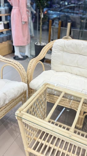 طقم جلسه خارجيه اثاث خيزران لــ4 أشخاص