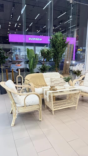 طقم جلسه خارجيه اثاث خيزران لــ4 أشخاص