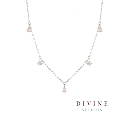 Light Pink Water Drop silver 925 necklace