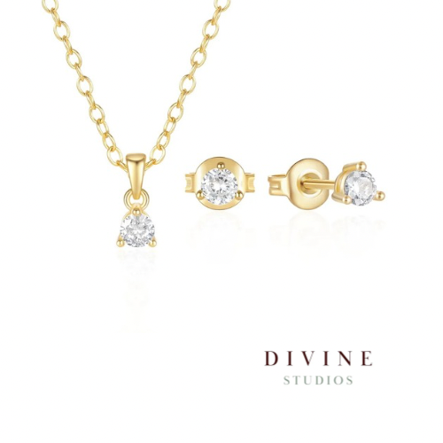 oval gold stone silver 925 simple set