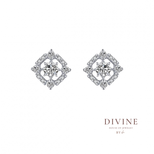 Round Square Geometric silver 925 earrings