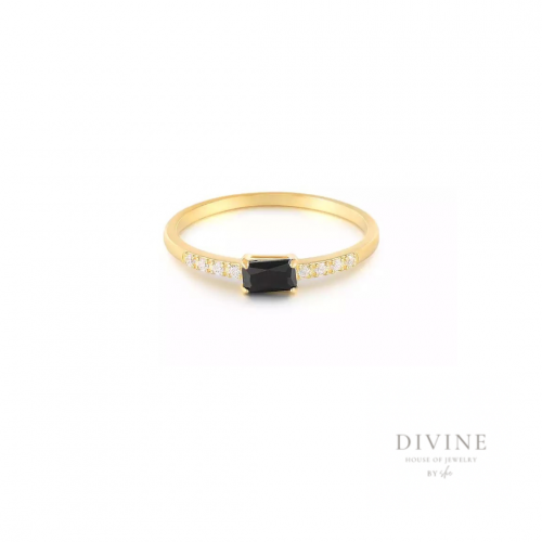 black stone silver925 golden ring