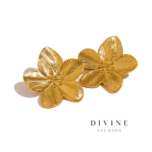 Vintage Gold stainless steel flower earrings