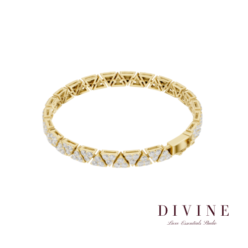Triangle cut gold plated full stone copper Bracele...