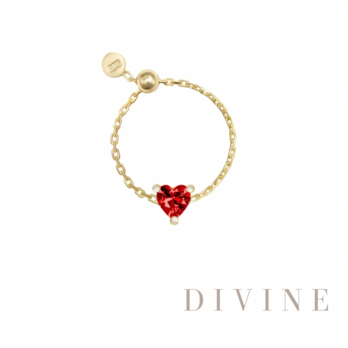 Silver 925 adjustable red heart shaped ring