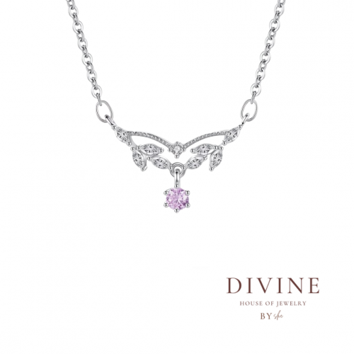 rose pink stone silver 925 necklace