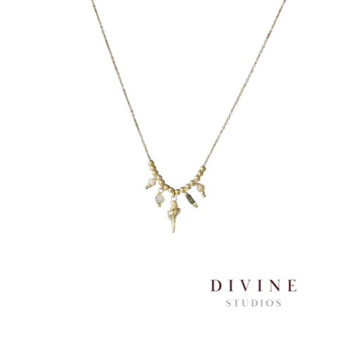 Bohemian shell stainless steel gold necklace