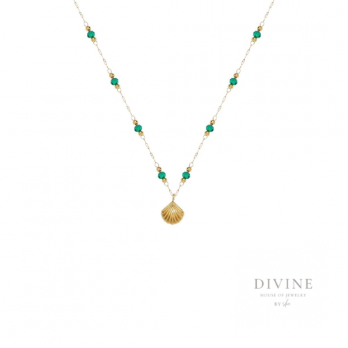 seashell green stone silver 925 necklace