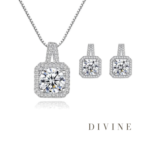 classic silver 925 necklace & earrings set
