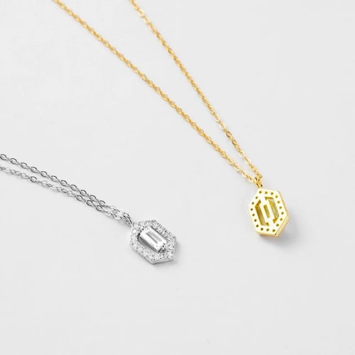 Sentiment square silver 925 necklace