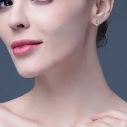 Solitaire emerald silver 925 earrings