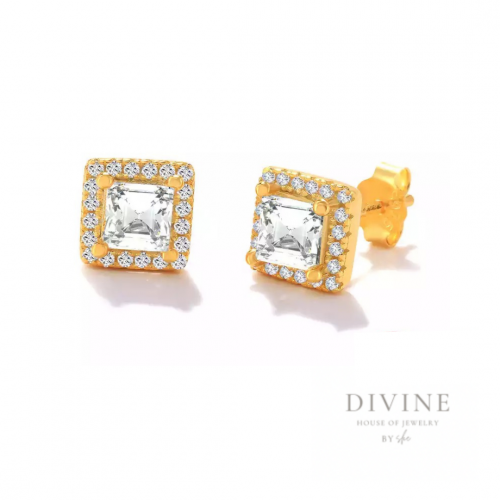 square silver 925 gold plated earrings
