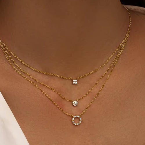 Three layers gold plated silver 925 necklace