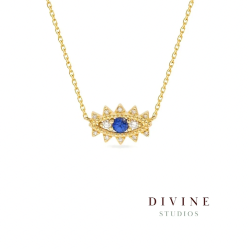 Blue eye gold plated silver 925 Necklace