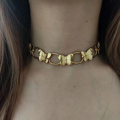 butterflies gold plated steel choker