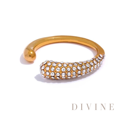 Geometric stainless steel 18k gold plated Open Rin...