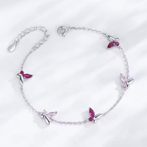 Purple butterfly silver 925 bracelet