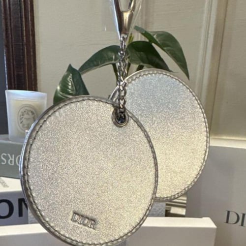DIOR silver leather mirror chain