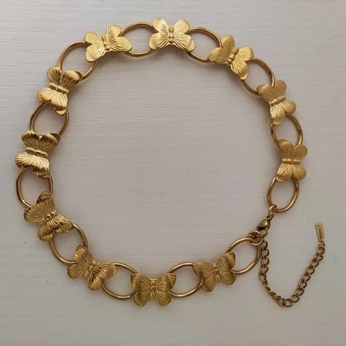 butterflies gold plated steel choker