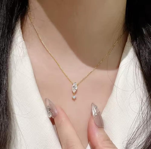 Oval long gold silver 925 Necklace