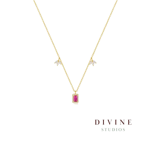 Charming red stone silver 925 Necklace