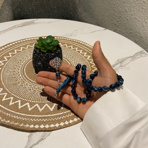 سبحة بكلايت ازرق غامق و ابيض