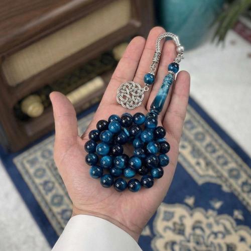 سبحة بكلايت ازرق مموج