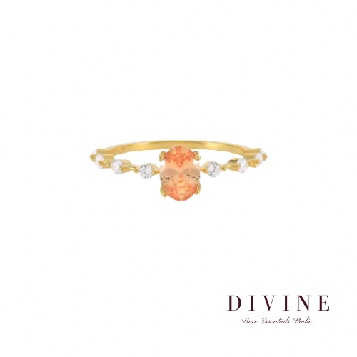 orange stone gold plated ring