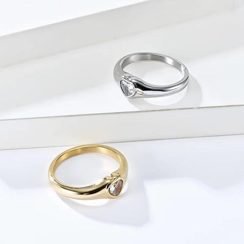 Charming heart Stainless Steel silver ring
