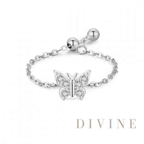 Silver 925 adjustable butterfly shaped ring
