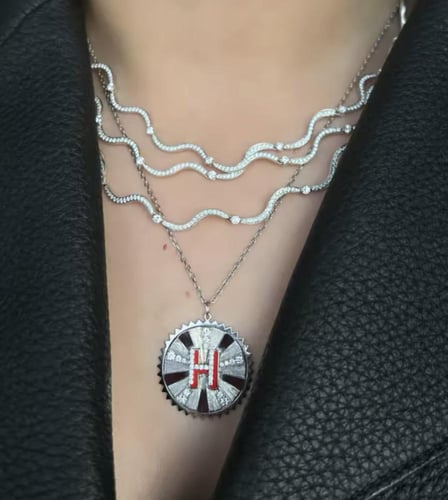 Trendy waves Brass gold necklace