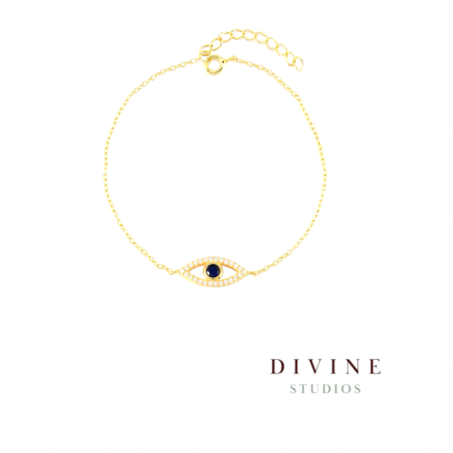 Blue eye silver 925 golden bracelet