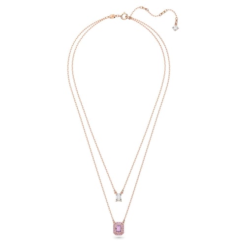 double chain dancing pink stone necklace