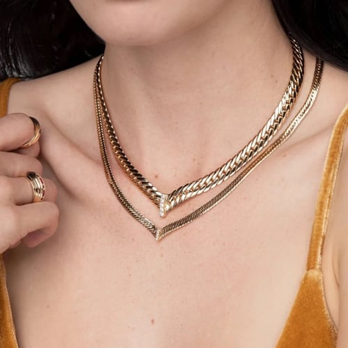 V shaped gold plated stainless steel necklace