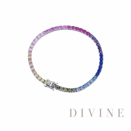 Colorful tennis 3mm silver 925 bracelet