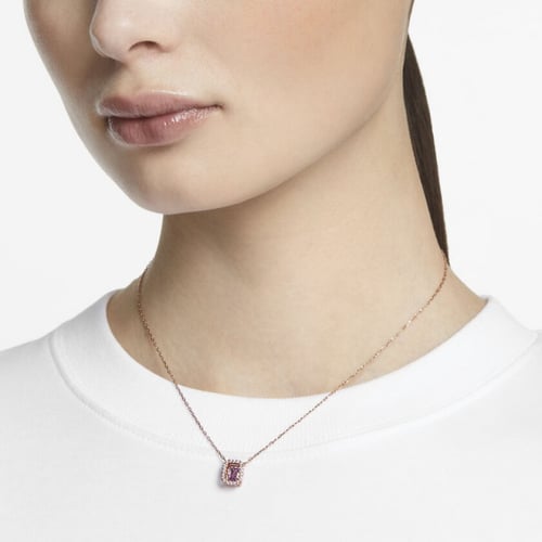 Rose gold dancing stone silver necklace