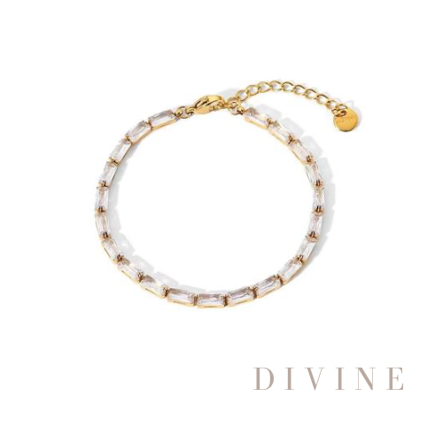 crystals golden chain stainless steel bracelet