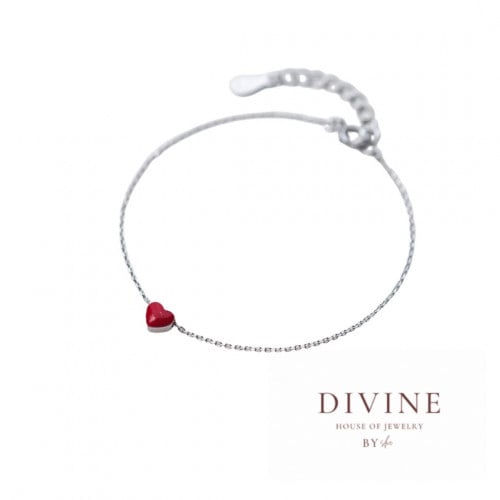 Red Enamel Heart silver 925 bracelet