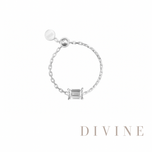 Silver 925 adjustable square shaped ring