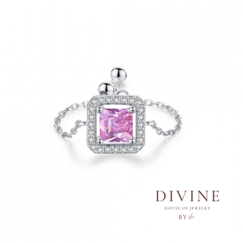 pink stone resizable silver 925 ring