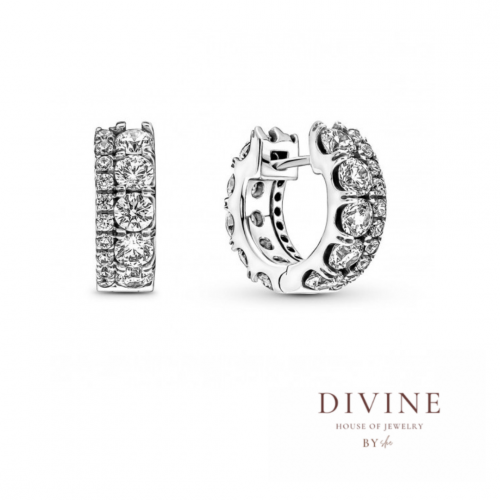 Double Band Pavé Silver925 earrings
