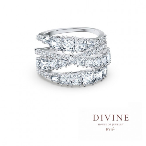 Twist wrap silver white stone ring