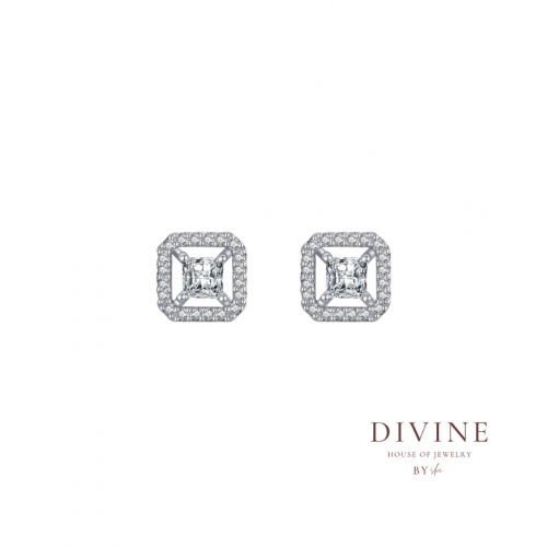 square full zircon 925 silver earrings