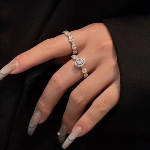 Oval Engagement silver 925 ring set